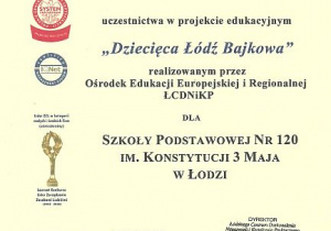 certyfikat Dziecięca Łódź Bajkowa